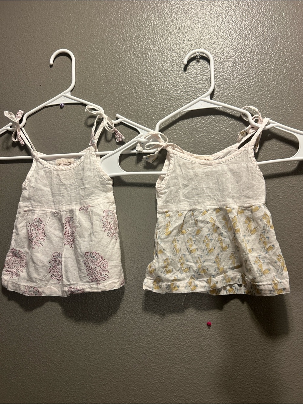 Lot of 2 jil looma Cotton Block Print Baby Sundresses 0-3M Infant